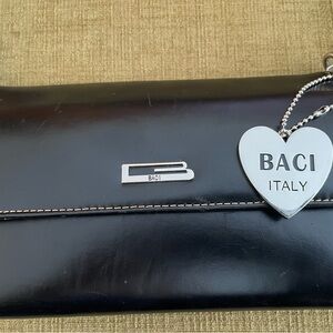 BACI Italy Leather Crossbody Wallet Bag -  Genuine Leather with Silver Logo